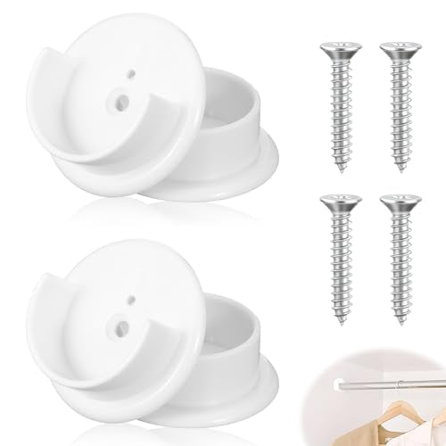 4Pcs White Closet Rod Holders - Heavy Duty Plastic Support Brackets