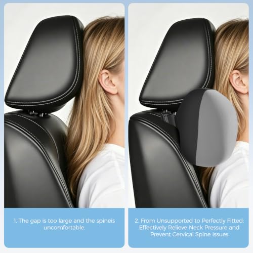 BABUR Memory Foam Car Headrest Pillow for Neck Pain Relief