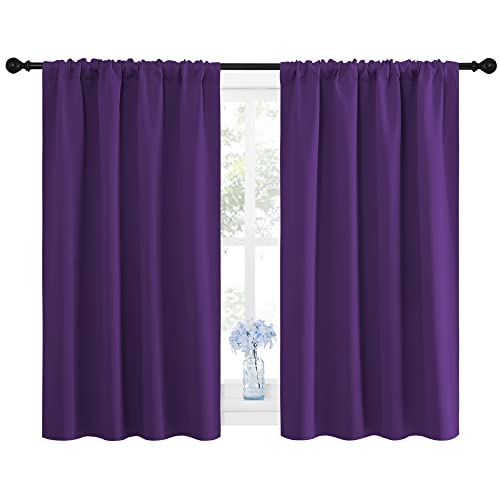 NICETOWN Royal Purple Blackout Curtains Set of 2, 42x45 Inch, Insulated Bedroom & Living Room Drapes