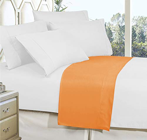 Elegant Comfort Microfiber Flat Sheet - Queen Size, Wrinkle-Free, Orange