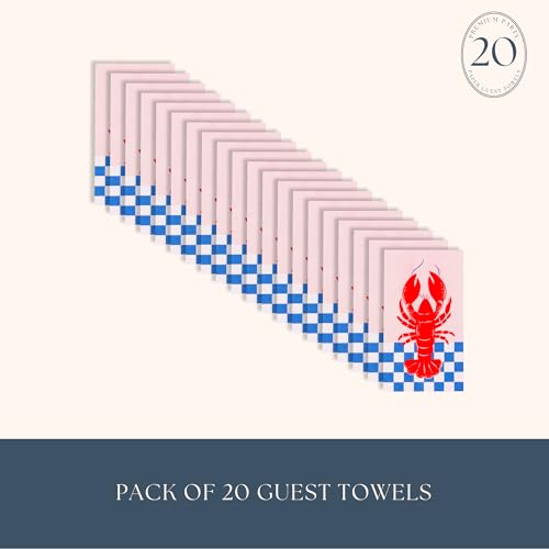Bonjour Fête Lobster Guest Towels, 3-Ply Paper Napkins, 4.25 x 7.75, 20 Pack