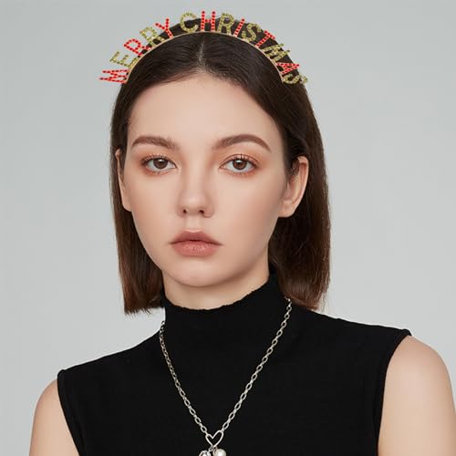 CBLUO Christmas Rhinestone Headband Sparkly Crystal Hair Hoop