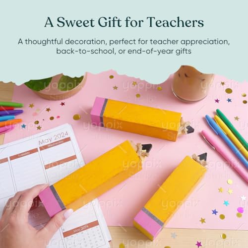 Wooden Pencil Table Decorations - Set of 3 for Back to School