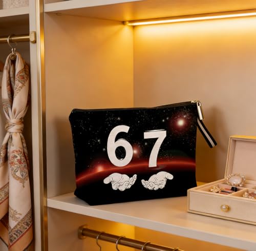 Starry Sky 67 Meme Makeup Bag Waterproof Cosmetic Pouch with Lanyard