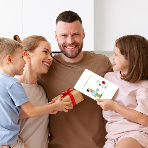 10 Humorous Father's Day Cards with Envelopes - Funny Birthday Greeting Set