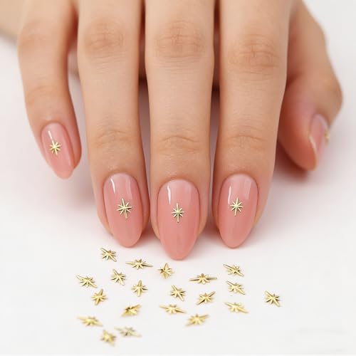 SONGJIE 200 Pcs 3D Gold Star Nail Charms Alloy Art Decorations