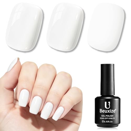 Beuxize 15ml Pure White Gel Nail Polish - French Manicure Soak Off UV LED Polish
