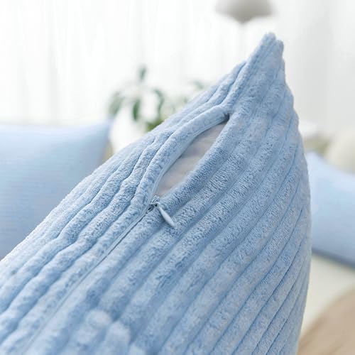 12x20 Baby Boy Blue Striped Corduroy Pillow Cover for Couch