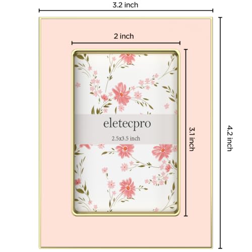 eletecpro 2.5x3.5 Pink Enamel Picture Frame with Real Glass - 1 Pack