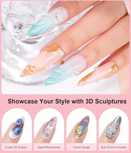 BISHENGYF 3D Nail Sculpting Gel Kit with Chrome Powder - 15g