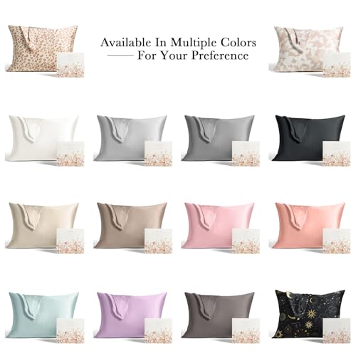 Softhour Premium Satin Pillowcase with Zipper Closure - 20x26 Inches, Coral