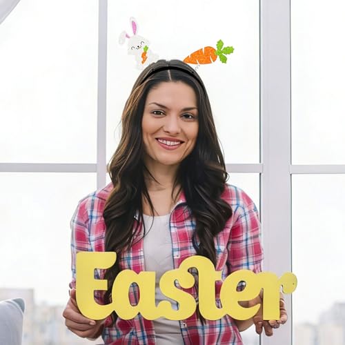 Easter Headbands for Women 2 Pcs Bunny Carrot Paper Hair Accessories