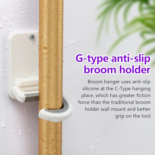 Heavy-Duty Wall Mount Broom and Mop Holder - 10 lb Capacity