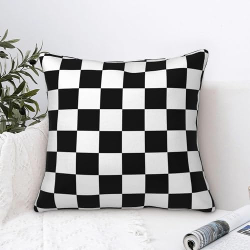 Black & White Checkered Throw Pillow Covers 18x18 Inch (Pack of 2)