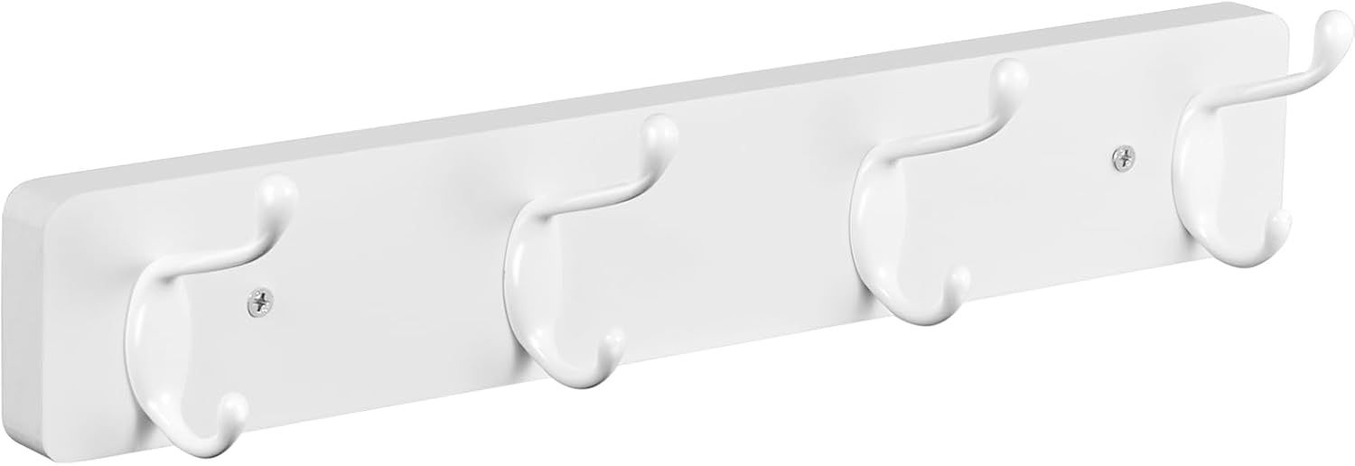 OUTNILI Heavy Duty Coat Rack - Wall-Mounted Hooks for Jackets, Hats, and Sunglasses | White Finish for Entryway and Mudroom