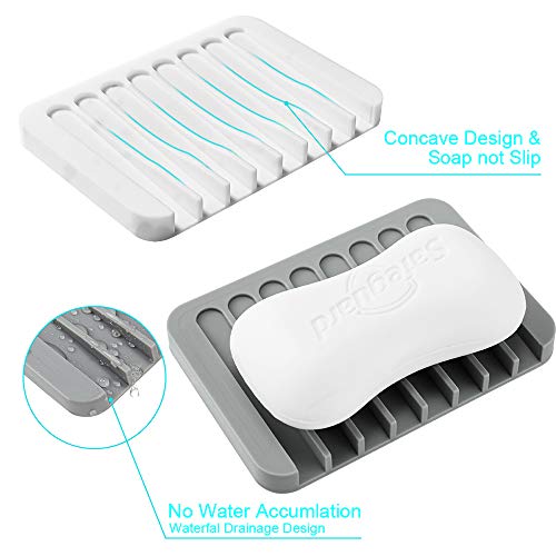 Summer Lemon White Silicone Soap Dish Holder 2-Pack - Anti-Slip Self-Draining Bathroom & Kitchen
