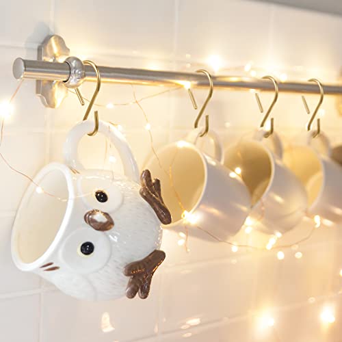 120 Pcs Champagne Gold S Hooks - Mini Metal Hanging Hooks for Storage