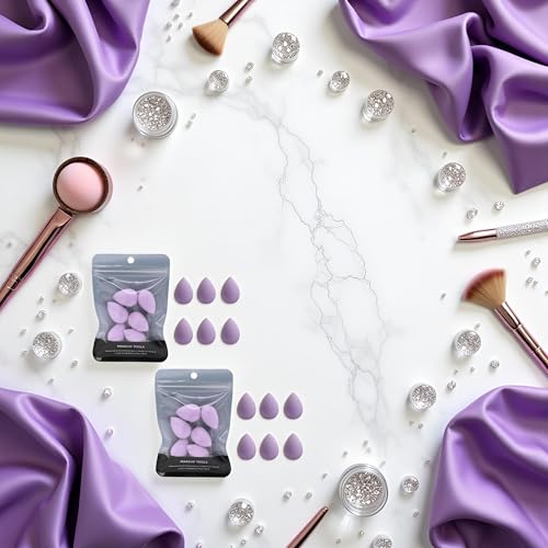 ZLmoue 12Pcs Purple Mini Makeup Sponge Set for Precise Blending