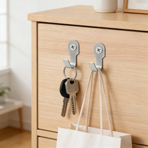 20 Pcs Stainless Steel J Hooks - Wall Mounted Hanging Hardware for Silver