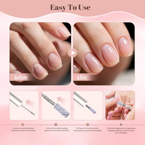 MAGITWAY 100 Pcs Extra Fine Nail Drill Sanding Bands 240 Grit with Mandrel Bit