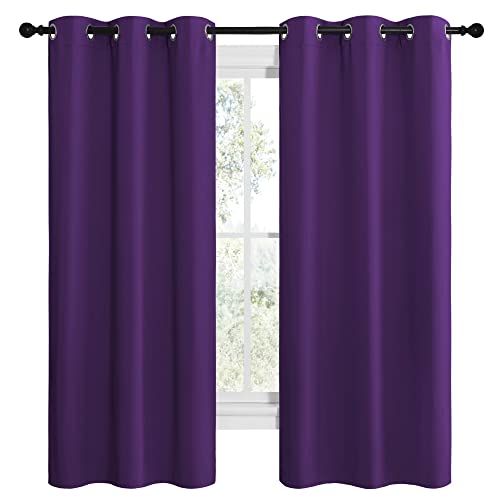 NICETOWN Blackout Curtains 42x68 Inch Set of 2 - Royal Purple Grommet Top
