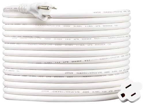 Amazon Basics 25 Ft Extension Cord - 13 Amps, Indoor Use, White