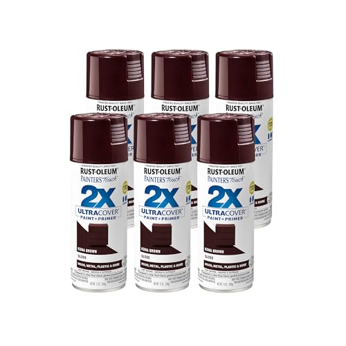Rust-Oleum Painter's Touch 2X Ultra Cover Spray Paint, Gloss Kona Brown, 6-Pack