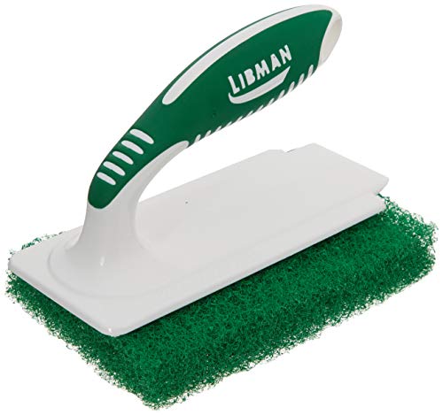 Libman Tile and Tub Scrubber - Handheld Round Cleaning Tool with Plastic Handle