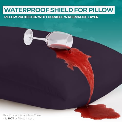 Utopia Bedding Set of 2 Standard Size Pillow Protectors - Purple