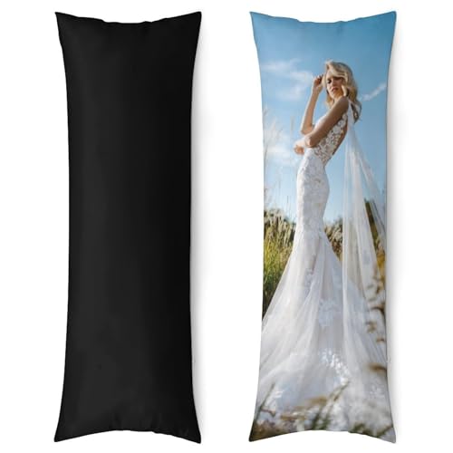 Personalized Body Pillow Cover 20x54 with Your Text & Photo - Pureblack