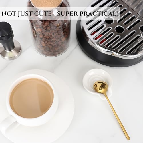 White Ceramic Coffee Spoon Rest - Elegant Coffee Bar Holder