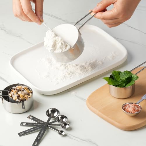 10-Piece Stainless Steel Measuring Cups and Spoons Set with Leveler