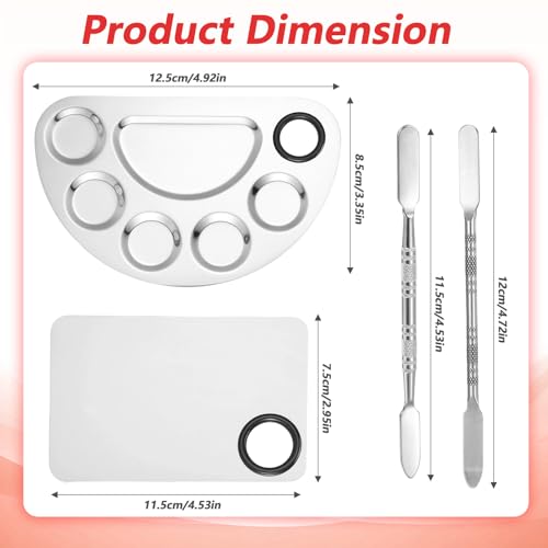 Apojgitn 2 Set Metal Makeup Mixing Palette with Spatula Stainless Steel