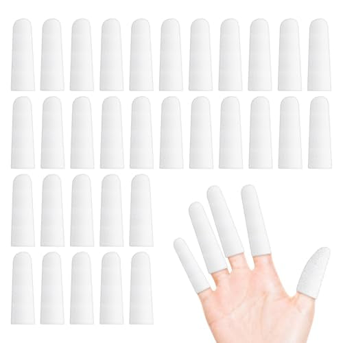 200 pcs Cotton Finger Cots - Cloth Finger Cots Finger Toe Sleeves Fingertips Protective Cover, White Finger Cots Finger Protectors, Thumb Protector for Finger Tips Comfortable and Breathable(White)