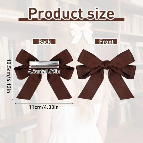 Satin Hair Bow Clips 8PCS Non Slip Alligator Hair Barrettes for Women