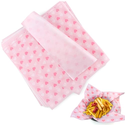 Acasimo Cordate-Pink 12x12 Inch Dry Waxed Deli Paper Sheets - 100 PCS