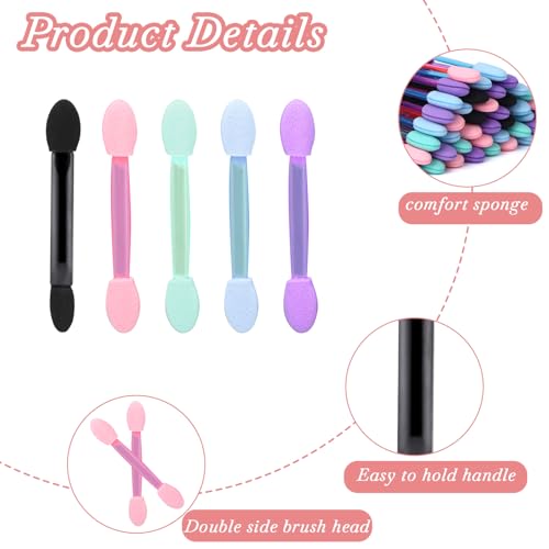 KALIONE 50 Pcs Disposable Double Head Eyeshadow Sponge Brushes Multicolor