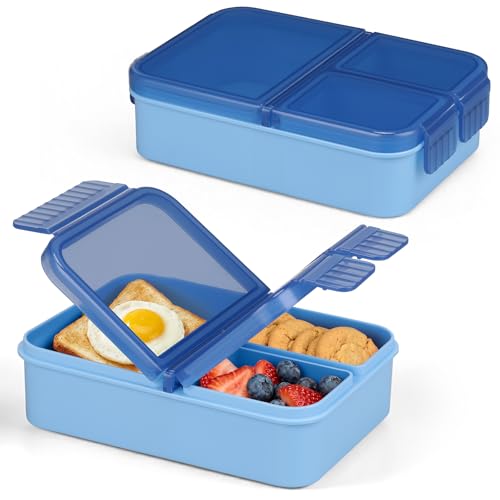 WyfKyd 2 Pack Blue Snack Box Container Set - Leak-Proof Bento Lunch Box for Kids & Adults