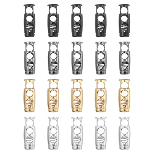 PATIKIL Metal Cord Locks 20Pcs 2-Hole Spring Toggles for Drawstrings