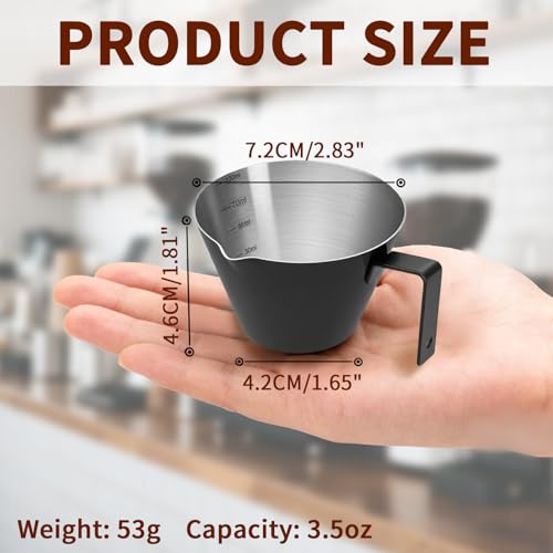 Stainless Steel Espresso Cup with Handle - 100ml (3.5oz) V-Spout