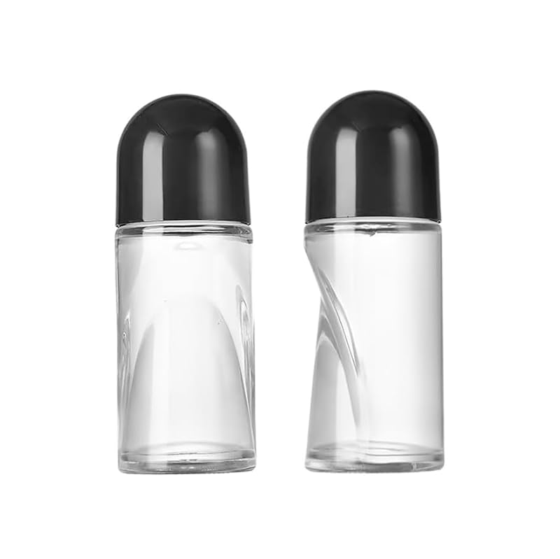 50ml Glass Rollerball Bottles with Black Lids, Leak-Proof 2-Pack