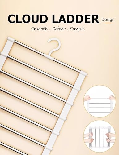 Cloud Ladder Pants Hangers - 6-Tier Space Saving Closet Organizer, 2 Pack