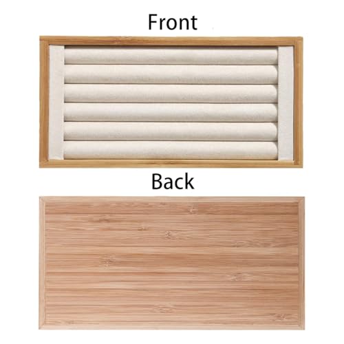 Beige Velvet Bamboo Ring Display Holder for Jewelry Storage