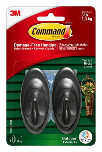Command Outdoor Hooks - Damage-Free Wall Hooks with Strips