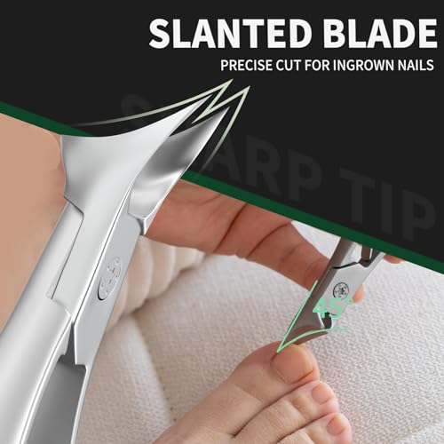 VANWIN Ingrown Toenail Clippers for Thick Nails with 33mm Wide Jaw and Slanted Blade