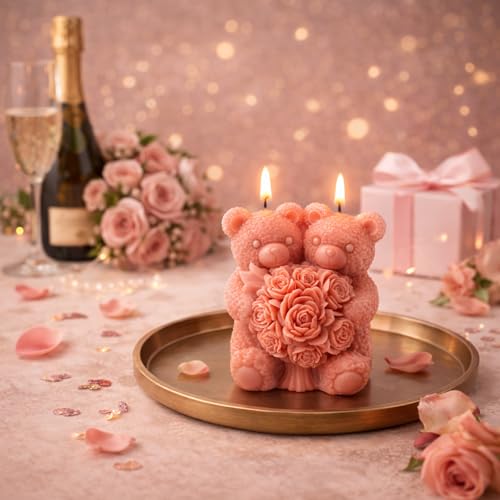 Rose Bear Silicone Molds for Candle Making - 5 Designs