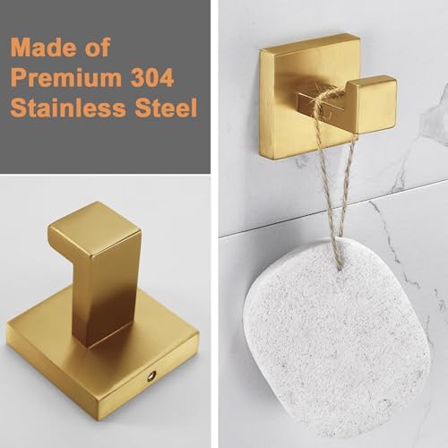 Nolimas Brushed Gold Towel Hook, Heavy Duty SUS304 Stainless Steel Robe Hook