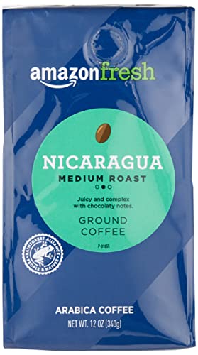 Amazon Fresh Nicaragua Ground Coffee, Medium-Light Roast, 12 Oz Bag