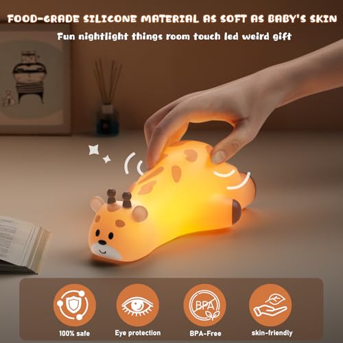 Giraffe Night Light for Kids - 3-Level Dimmable Silicone Lamp
