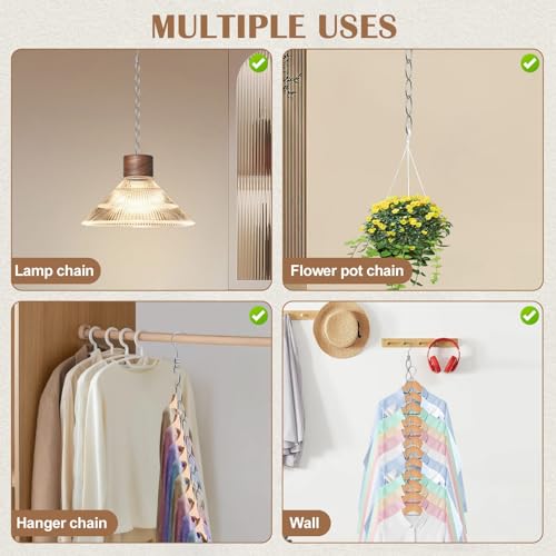 Metal Space Saving Clothing Chain Hangers - 5 Pack for Closet Organization